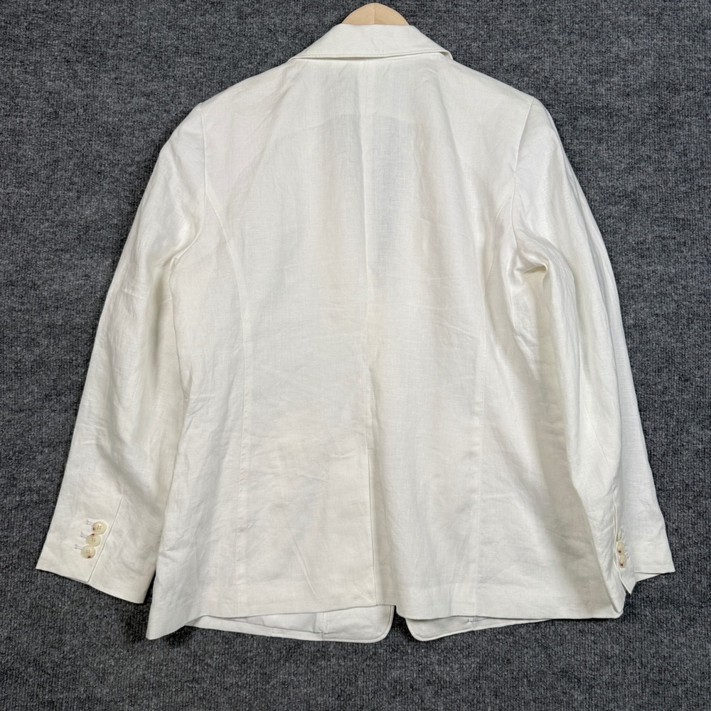 Talbots Sz 16 Blazer Jacket White Linen Single Breasted One Button Office Career - Picture 2 of 10